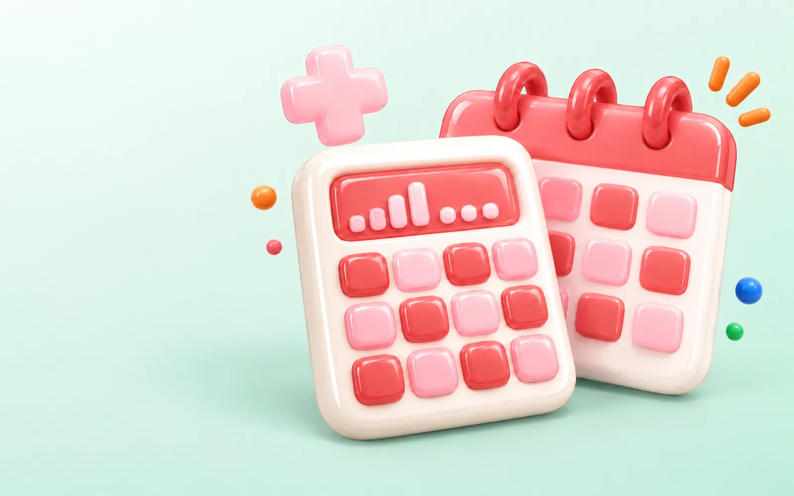 Ilustração de calculadora diante de um calendário de escala