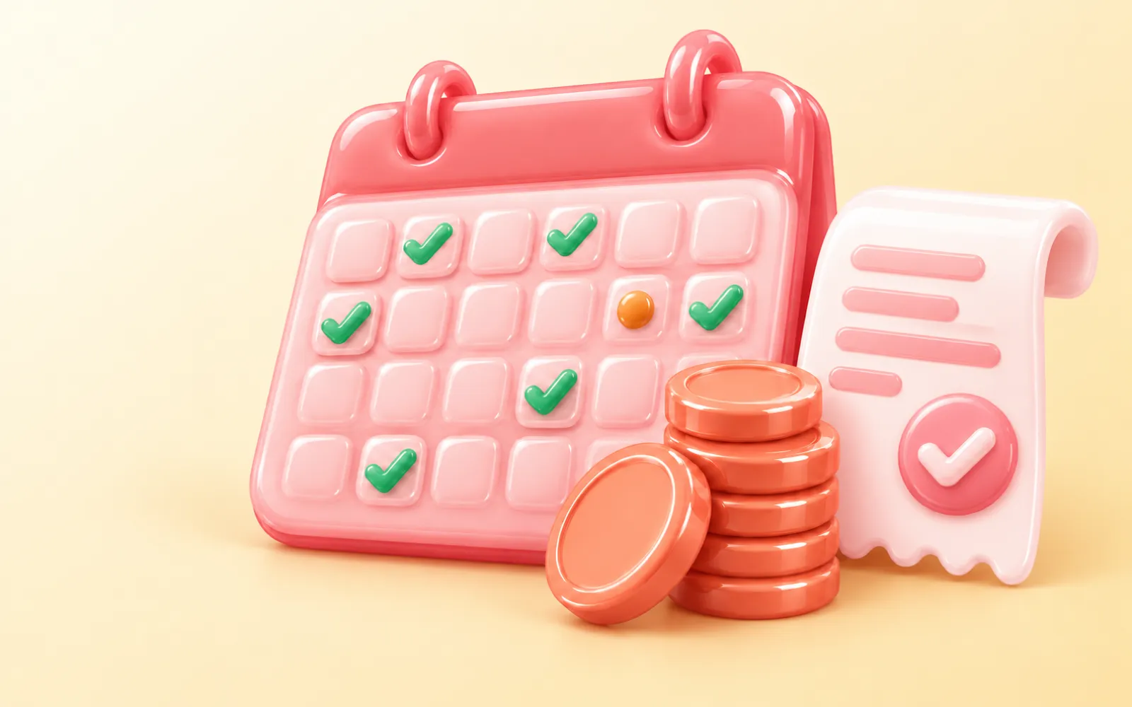 Ilustração de calendário mensal com pagamentos de plantões conferidos