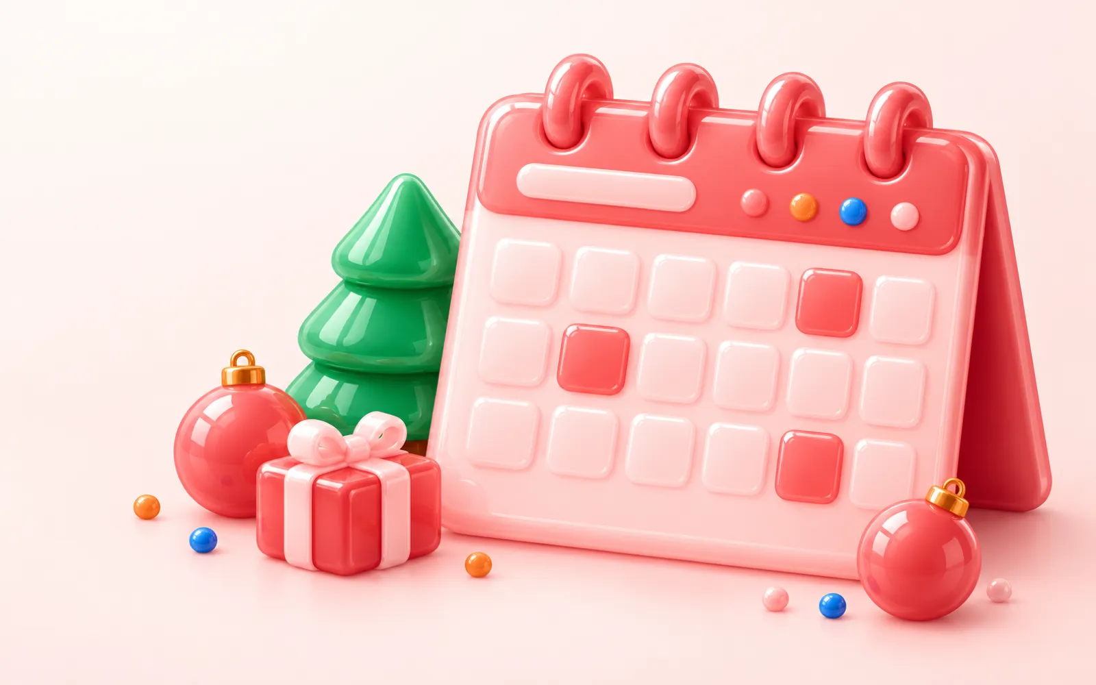 Ilustração de calendário de dezembro com enfeites de fim de ano